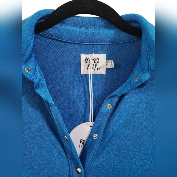 PRINCESS POLLY Elody long sleeve mini dress, cobalt blue, size 2, spring - Picture 5 of 10